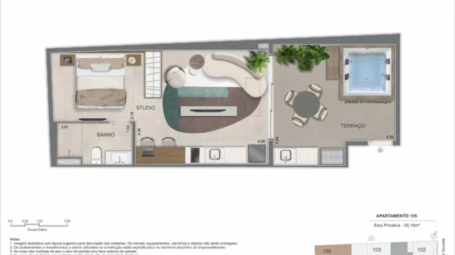 nook copacabana planta do apartamento