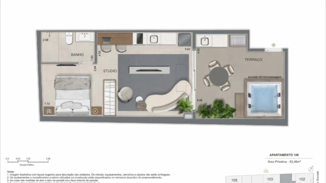 nook copacabana planta do apartamento