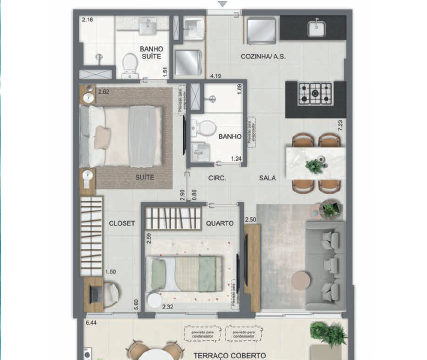 Aqua Village Residence Club planta do apartamento