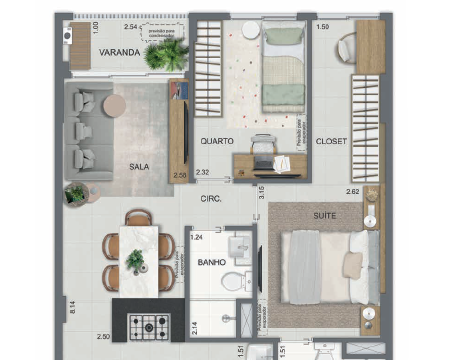 Aqua Village Residence Club planta do apartamento