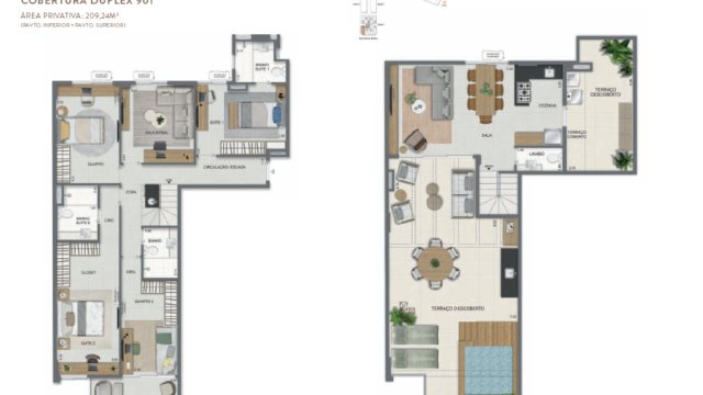 Aqua Village Residence Club planta do apartamento