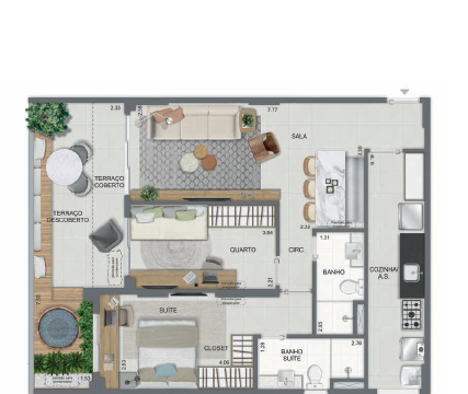 Aqua Village Residence Club planta do apartamento