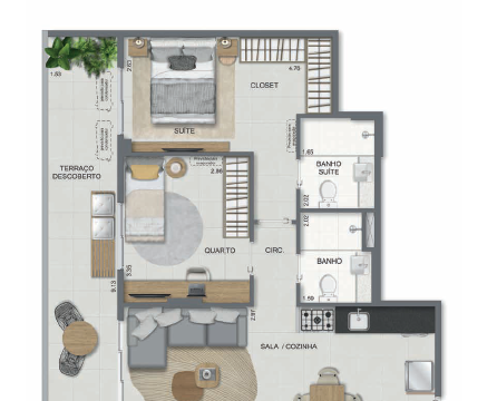 Aqua Village Residence Club planta do apartamento