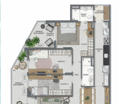 Aqua Village Residence Club planta do apartamento