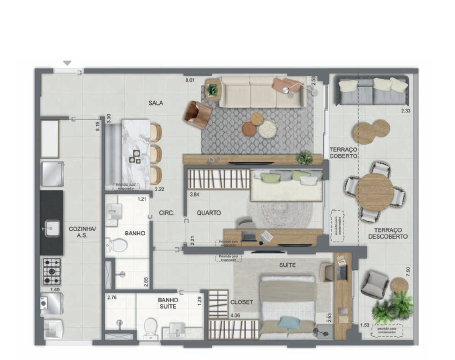 Aqua Village Residence Club planta do apartamento