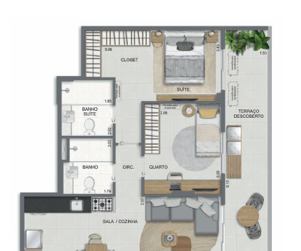 Aqua Village Residence Club planta do apartamento