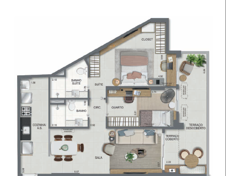 Aqua Village Residence Club planta do apartamento