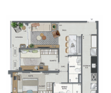 Aqua Village Residence Club planta do apartamento
