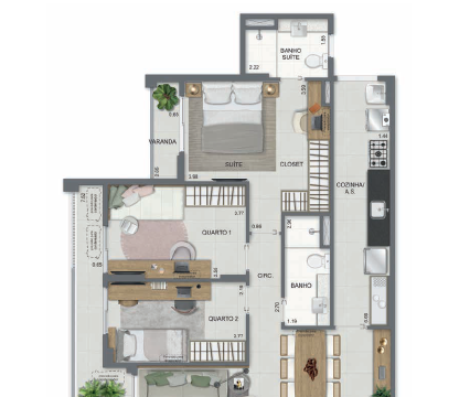 Aqua Village Residence Club planta do apartamento