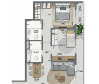 Aqua Village Residence Club planta do apartamento