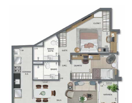 Aqua Village Residence Club planta do apartamento