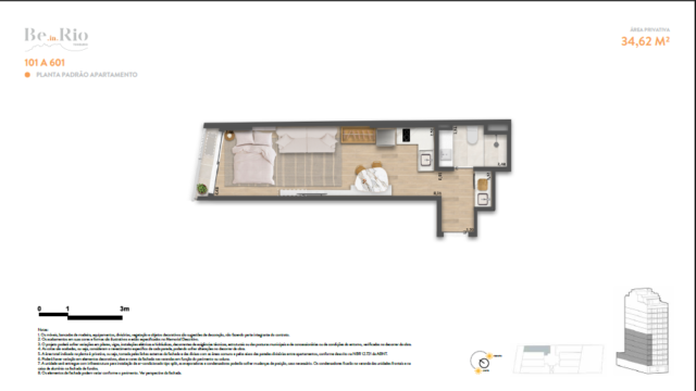 Be in Rio Tonelero Copacabana planta do apartamento