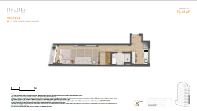 Be in Rio Tonelero Copacabana planta do apartamento