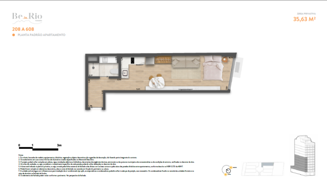 Be in Rio Tonelero Copacabana planta do apartamento Be in Rio Tonelero Copacabana planta do apartamento
