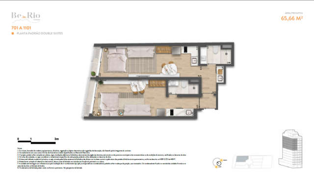 Be in Rio Tonelero Copacabana planta do apartamento Be in Rio Tonelero Copacabana planta do apartamento