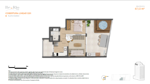 Be in Rio Tonelero Copacabana planta do apartamento Be in Rio Tonelero Copacabana planta do apartamento