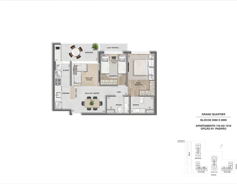 Grand Quartier Rio 2 Fase Parque Apto 2 quartos- 66m² - GQ 5.000 e 8.000 - Final 10