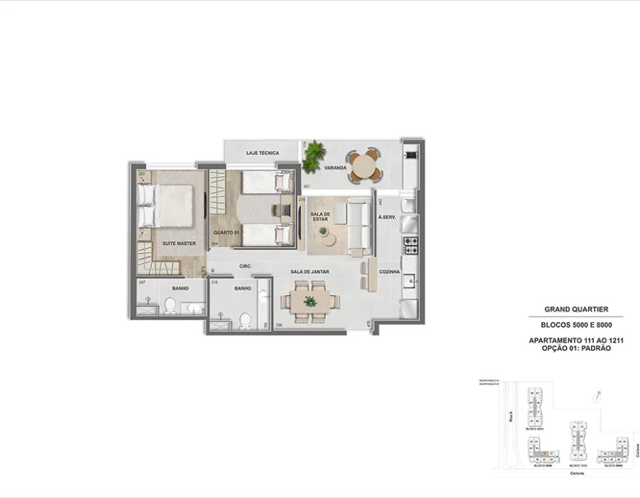 Grand Quartier Rio 2 Fase Parque Apto 2 quartos- 68m² - GQ 5.000 e 8.000 - Final 11