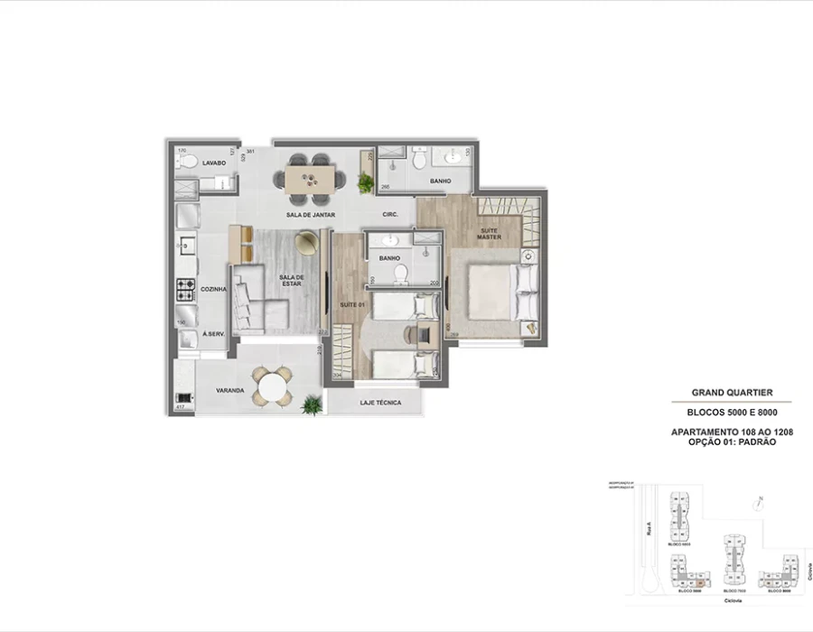 Grand Quartier Rio 2 Fase Parque Apto 2 suítes - 73m² - GQ 5.000 e 8.000 - Final 08