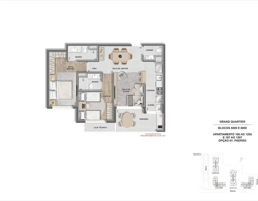 Grand Quartier Rio 2 Fase Parque Apto 2 suítes - 74m² - GQ 5.000 e 8.000 - Finais 06 e 07