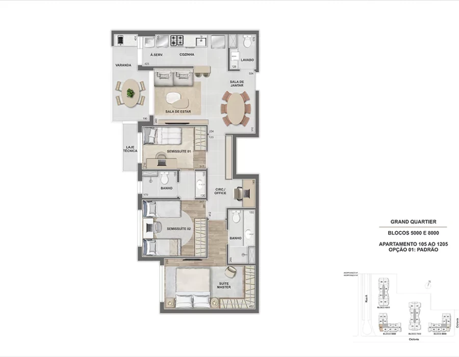 Grand Quartier Rio 2 Fase Parque Apto 3 suítes - 89m² - GQ 5.000 e 8.000 - Final 05