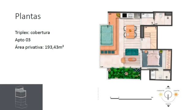 anibal 221 residencial planta da cobertura triplex em ipanema pavimento 3