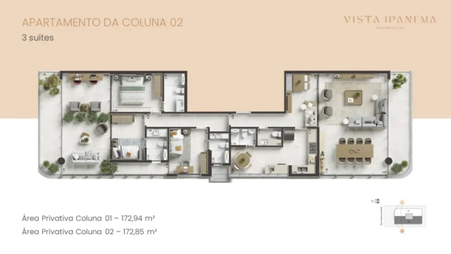 vista ipanema residencial planta dos apartamentos coberturas gardens (4)