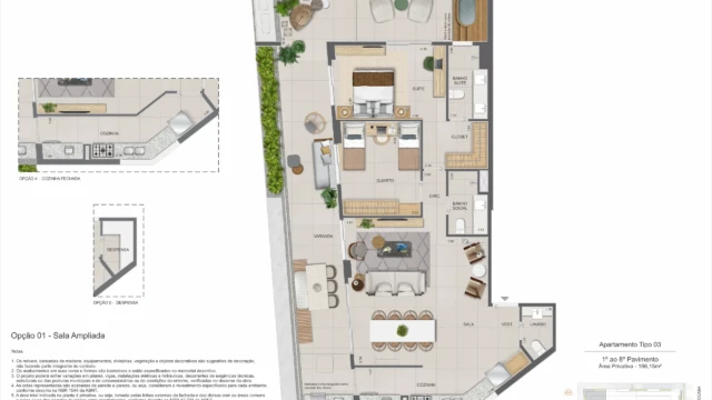 zenture residencial botafogo planta apartamento e cobertura duplex
