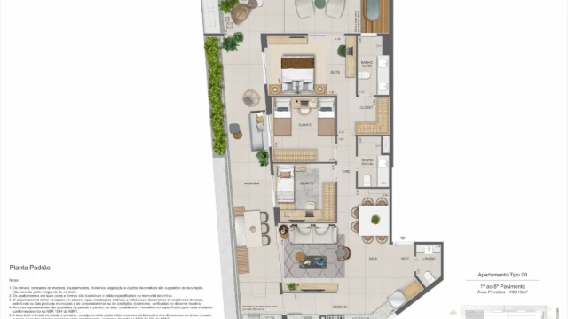 zenture residencial botafogo planta apartamento e cobertura duplex