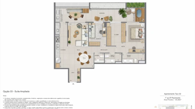 zenture residencial botafogo planta apartamento e cobertura duplex