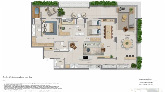 zenture residencial botafogo planta apartamento e cobertura duplex