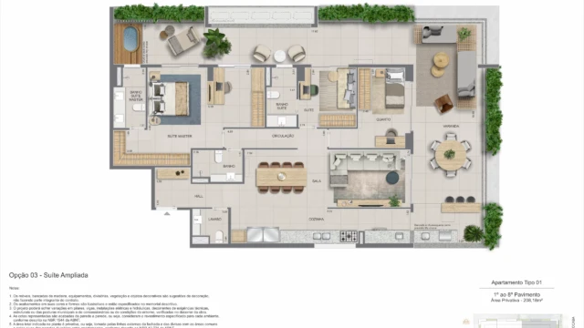 zenture residencial botafogo planta apartamento e cobertura duplex