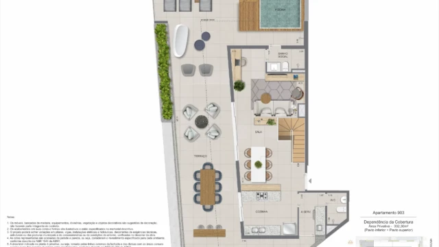 zenture residencial botafogo planta apartamento e cobertura duplex