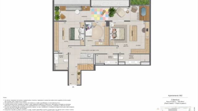 zenture residencial botafogo planta apartamento e cobertura duplex
