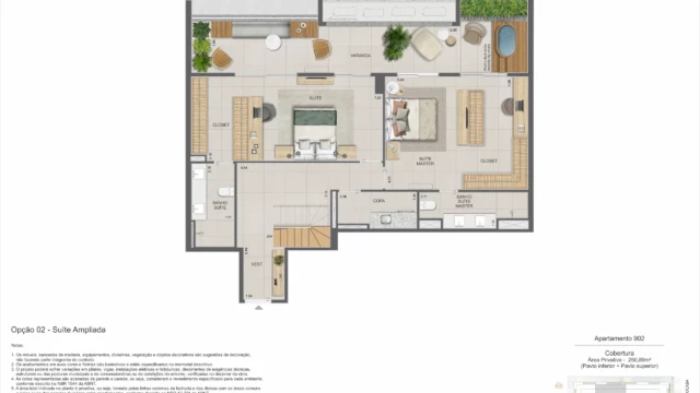 zenture residencial botafogo planta apartamento e cobertura duplex