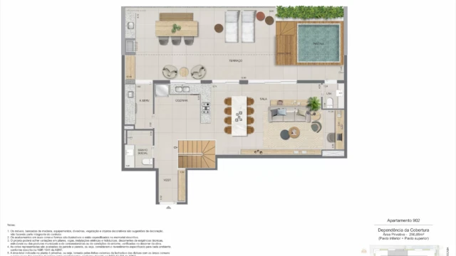 zenture residencial botafogo planta apartamento e cobertura duplex