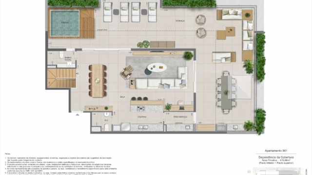 zenture residencial botafogo planta apartamento e cobertura duplex