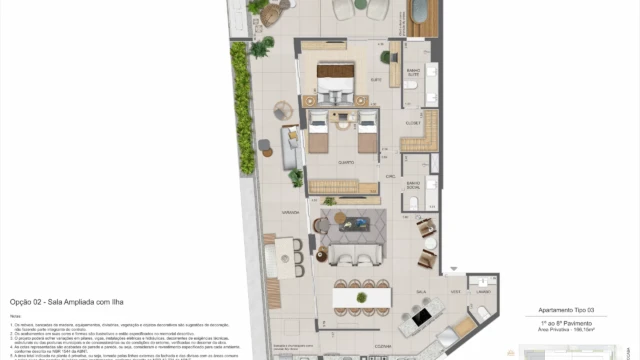zenture residencial botafogo planta apartamento e cobertura duplex
