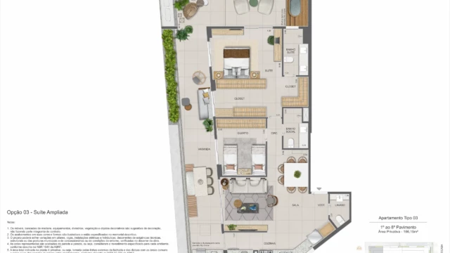 zenture residencial botafogo planta apartamento e cobertura duplex